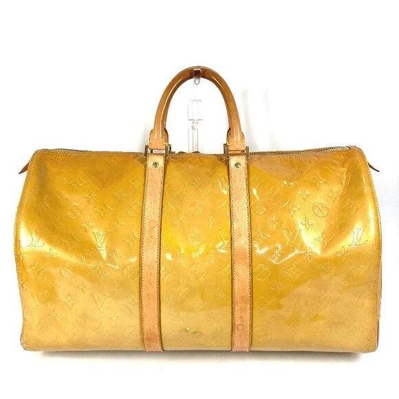 LOUIS VUITTON M91000 MonogramVernis Mercer Bags Travel Bag Duffle Bag Beige - Picture 1 of 16